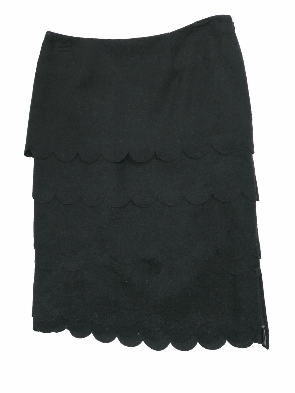 Anthropologie Maeve Black Tiered Scallop Wool Blend Pencil Skirt 4